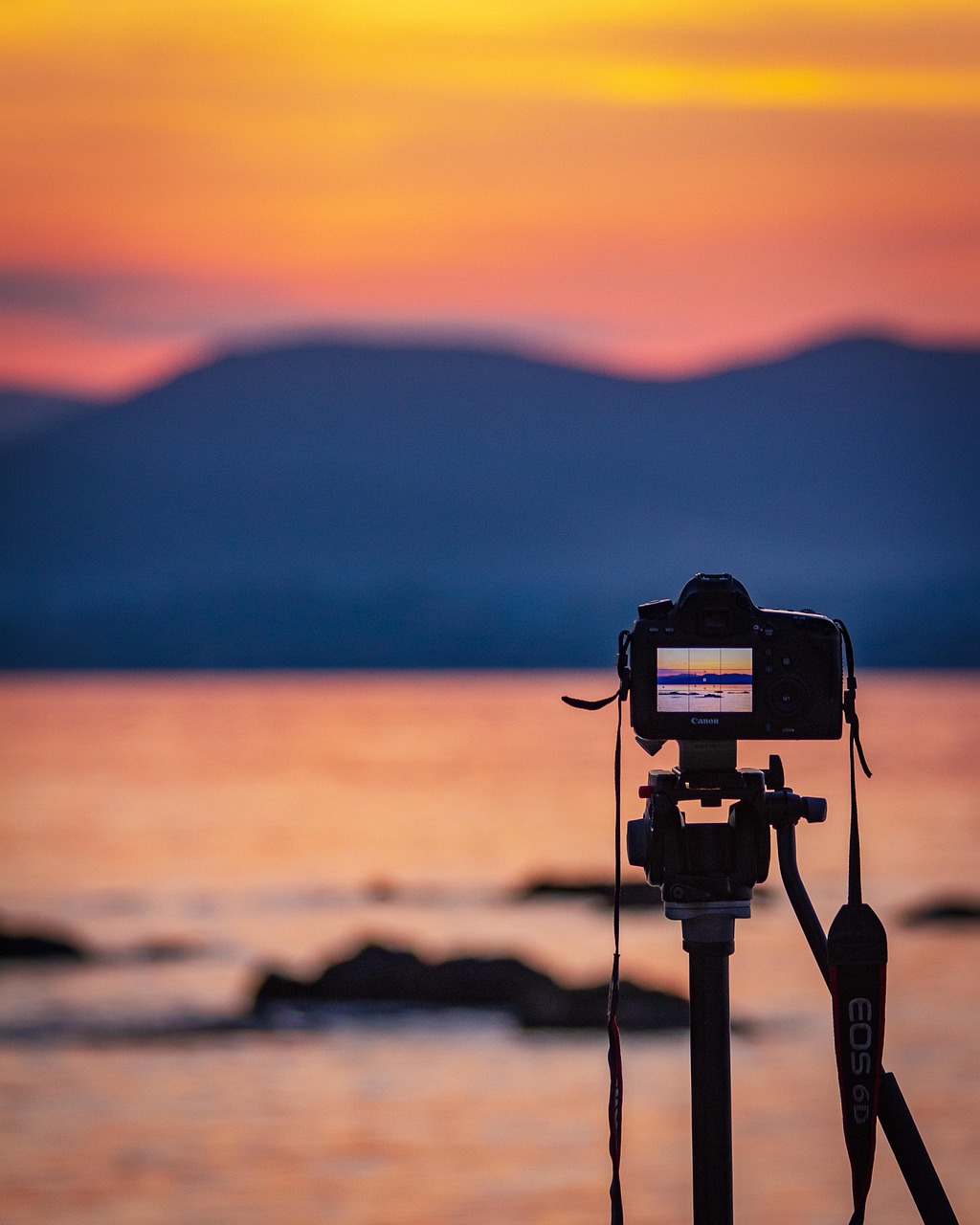 camera, photography, sunset, dusk, evening, sea, ocean, nature, digital camera, camera stand, canon, camera, camera, camera, camera, camera